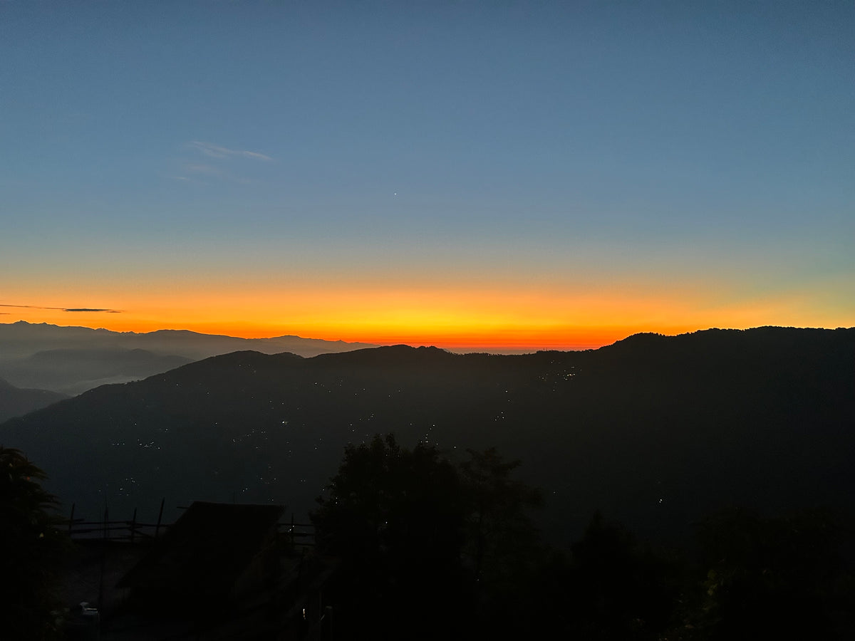 Sunset over the Himalayan hills, home of Himali Cup small-batch teas